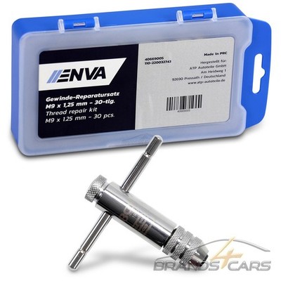 ENVA GEWINDE-REPARATURSATZ - M9 x 1,25 mm - 30-TLG. + BGS WERKZEUGHALTER GEWINDE