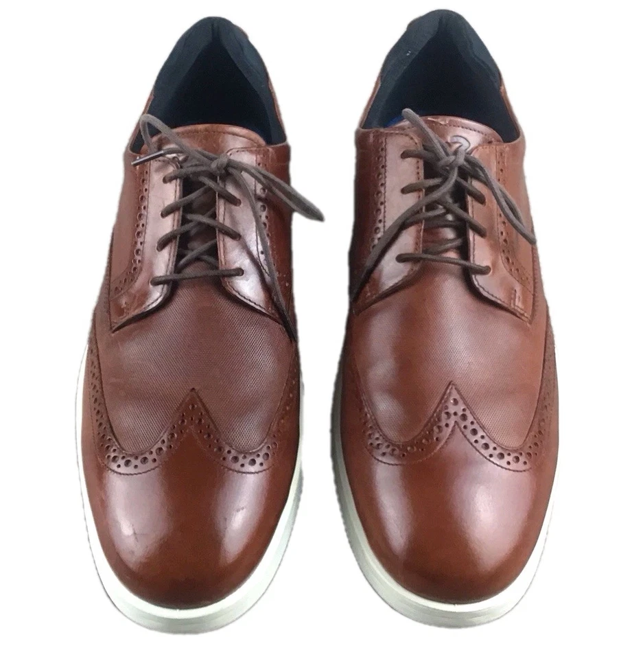 ECCO S-lite Hybrid Men Brown Leather Derby Brogue Wingtip Dress Shoes Sz 13-13.5 - Image 2 of 4