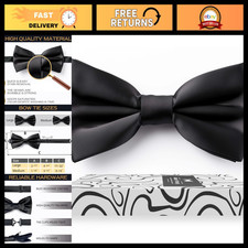 Classic Men's Pre-Tied Bow Tie - Formal Satin Tuxedo Accessory, Faux Silk