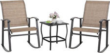 Rocking Chair Outdoor with Table, 3 Piece Rocking Patio Bistro Set, Outdoor Furn