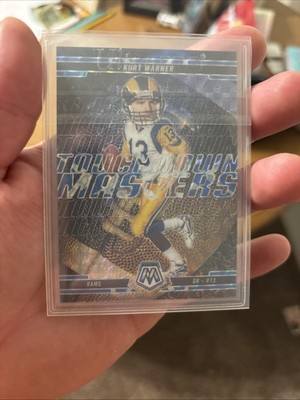 2025 Panini Mosaic Touchdown Masters Kurt Warner #19 Reactive Blue /99 Rams HOF 