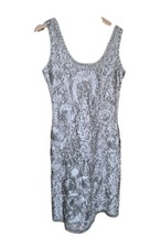 Phase Eight Ornate Sleeveless Evening Dress Women's Silver-Gray UK•10 Elegant 