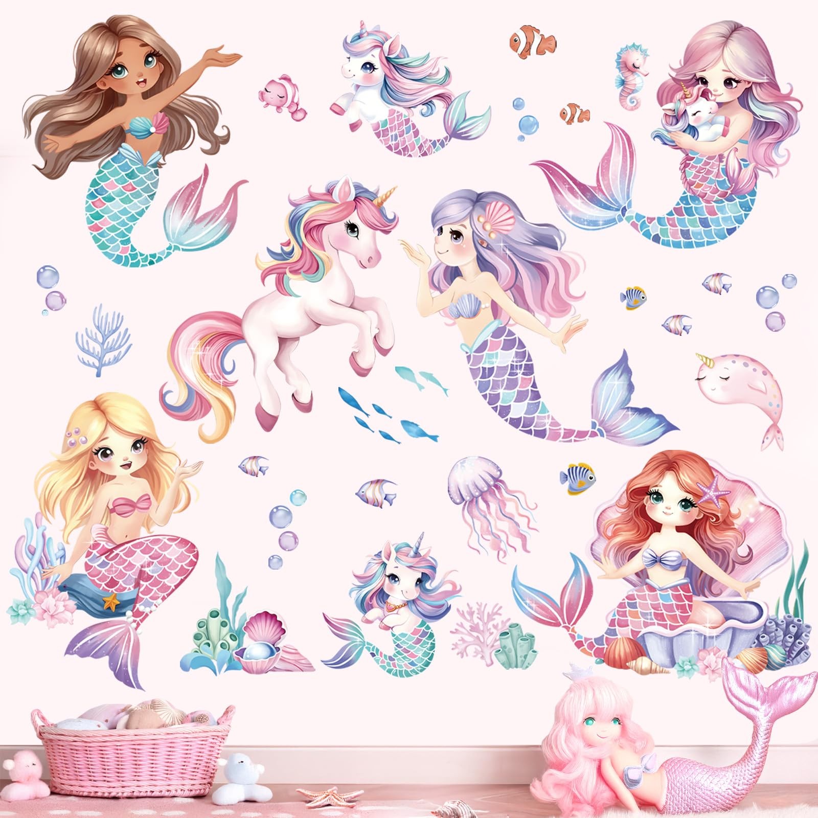 Autocollant Mural Océan en Vinyle Mat Haute Définition Rose