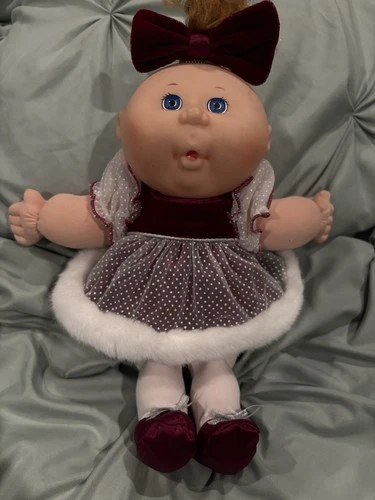 Vintage 1995 Avon Cabbage Patch Kid Red Velvet Dress Red Hair & Blue Eyes