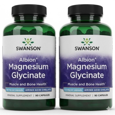 2X Swanson Albion Magnesium Glycinate 133 mg 2X 90 Cap heart nerve bone health