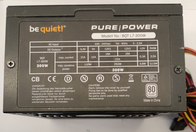 BeQuiet PURE POWER MODEL: BQT L7-300W 20+4 Pin Power Supply 300W
