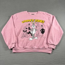 Looney Tunes Sweatshirt Girls XL Pink Juniors Graphic Fleece Lined Long Sleeve