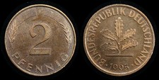 GERMANY 1995 - 2 Pfennigs - KM# 106a