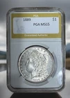 1889 High Grade Silver Morgan Dollar Graded By PGA MS 65