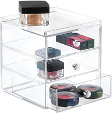 Idesign Makeup Organiser with Three Drawers, Plastic Storage Box for Makeup, Acc