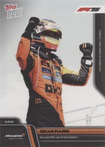 2025 Topps Now Formula 1 F1 #54 Mclaren Team Lando Norris Oscar 