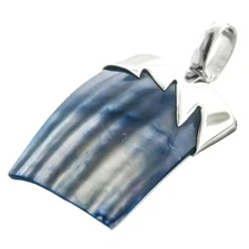 925 Sterling Silver Blue Mother Of Pearl Turbo Shell Sterling Pendant, 1 9/16"