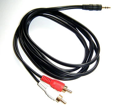 Câble Jack 2M 3,5Mm Vers 2 X RCA Phono Audio Stéréo Long GOLD AUX Input - Photo 1/3