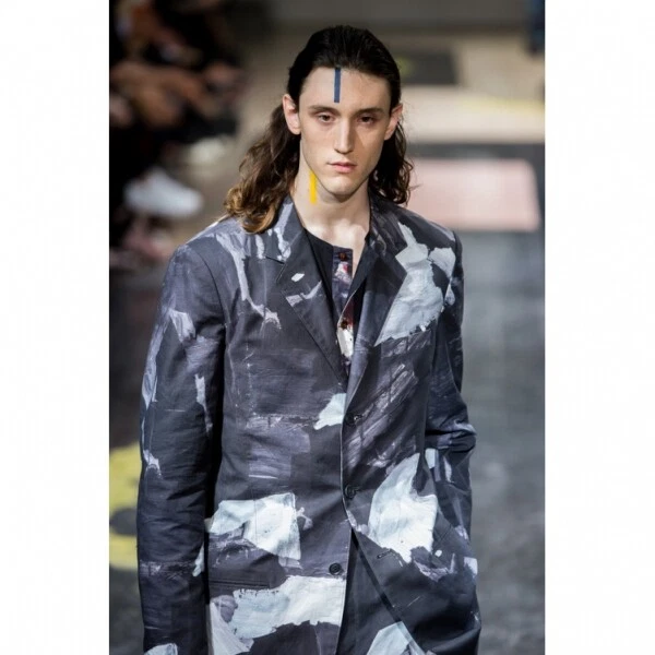 Yohji Yamamoto POUR HOMME YUKA ASAKURA Printed Shirt Size 2(K-99686)
