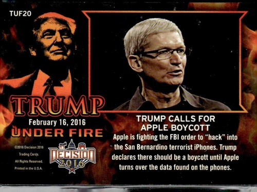 Decision 2016 Trump Under Fire Pink Foil Apple Boycott #TUF20 - Picture 2 of 2