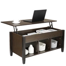 Lift Top Coffee Table Tabletop Table with Hidden Storage Compartment Shelf 