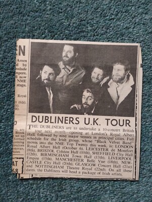 Sk43 Ephemera 1967 Artikel The Dubliners UK Tour