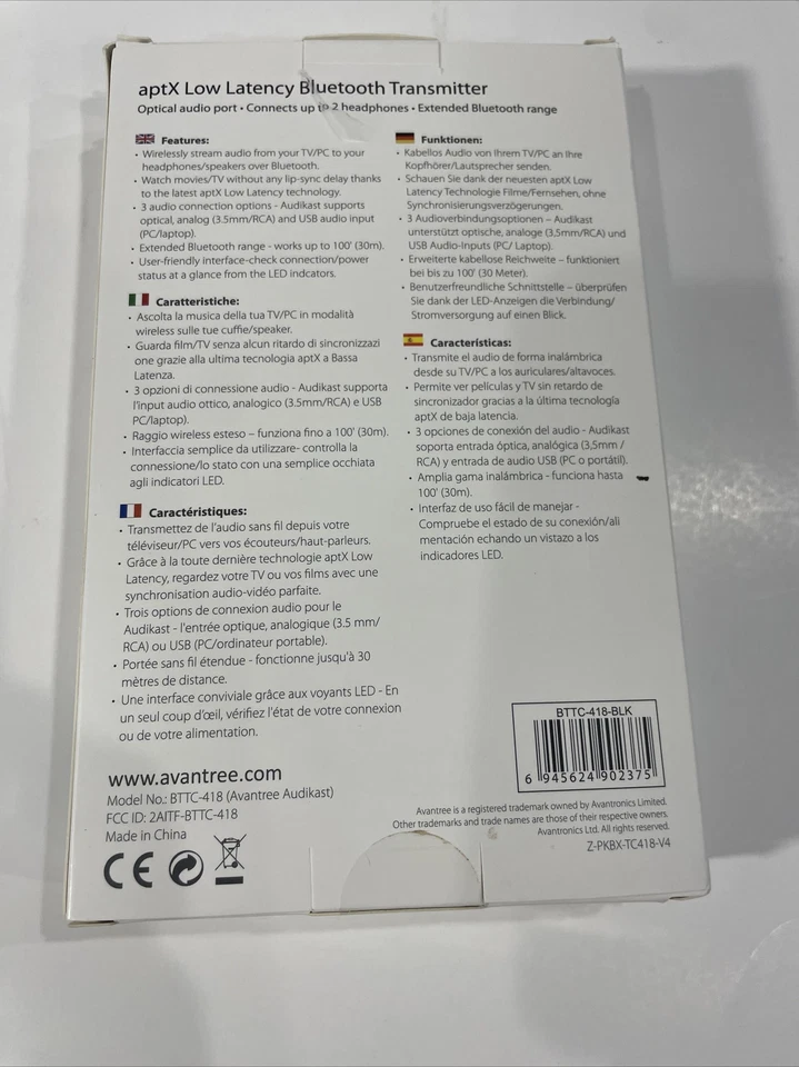 Audikast Plus Bluetooth 5.0 Transmitter for TV with Volume Control - Image 3 of 4