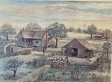 Rhoda Brady Stokes  "About Sundown," Signed print 1970 Southern Landscape 