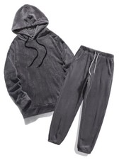 Mens Hooded Sweatshirt  Pant 2 Piece Sports Tracksuit Jogger Sweatsuits Outfits