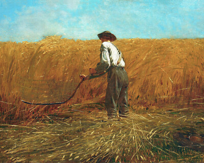 1800s Farmer in a Field Painting Reproduction Giclee Print on Fine
