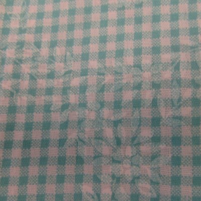 Mint Green Gingham Check Design 100% Cotton Fabric With Floral Design 2yd15''x44