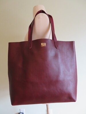 NWT MADEWELL TRANSPORT TOTE, BURGUNDY, MONOGRAMMED MAW, B2427 $178