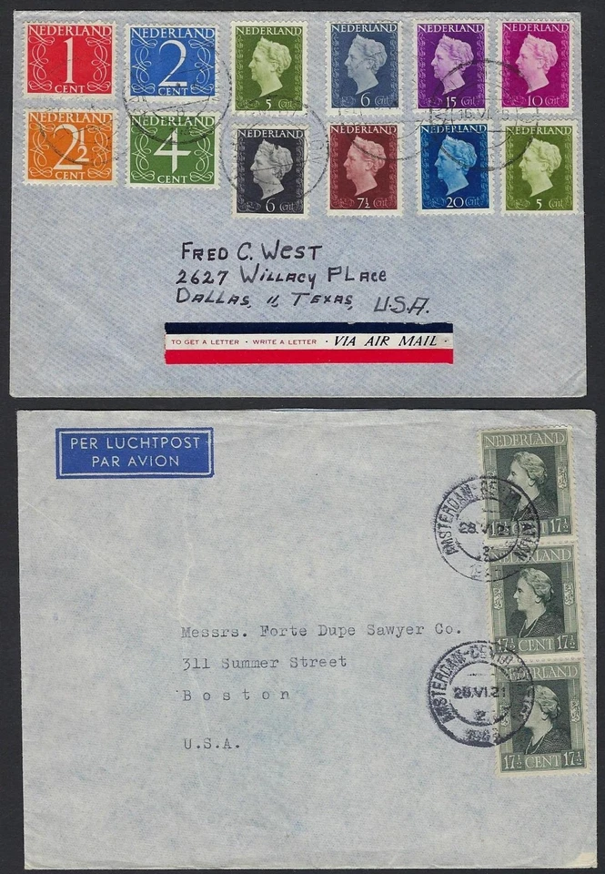 NETHERLANDS 1940s 1950s COLLECTION OF 7 COVERS INCLUDES 3 FDC SEMI POSTALS Sc - Image 4 of 4