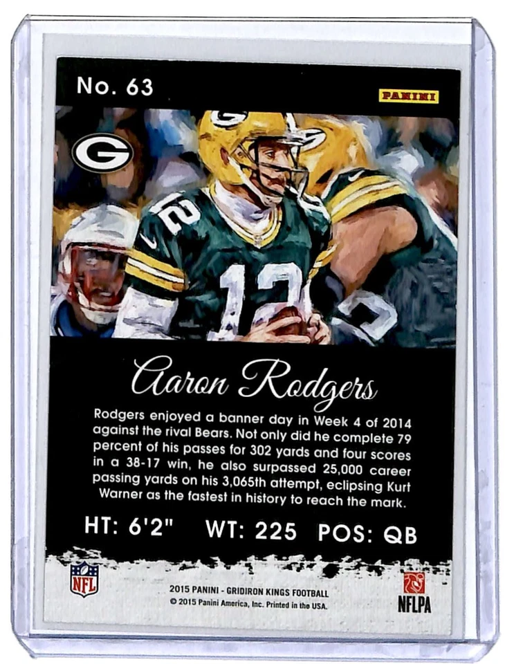 2015 Panini Gridiron Kings Aaron Rodgers Green Bay Packers #63. - Image 2 of 2