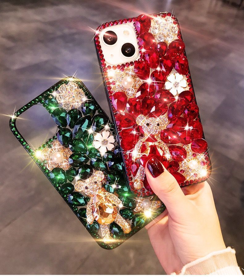 Bling Glitter Bear Case Girls Phone Cover For iPhone 16 Pro Max 13