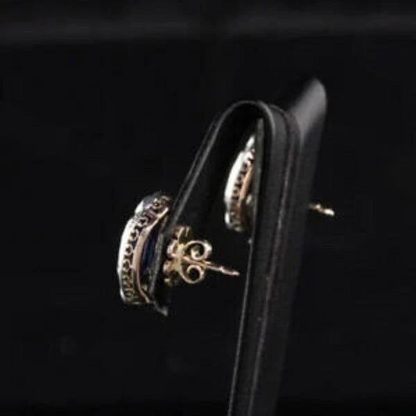 4Ct Simulated Emerald Cut Sapphire Wedding Stud Earring 10K White Gold Finish - Image 3 of 4