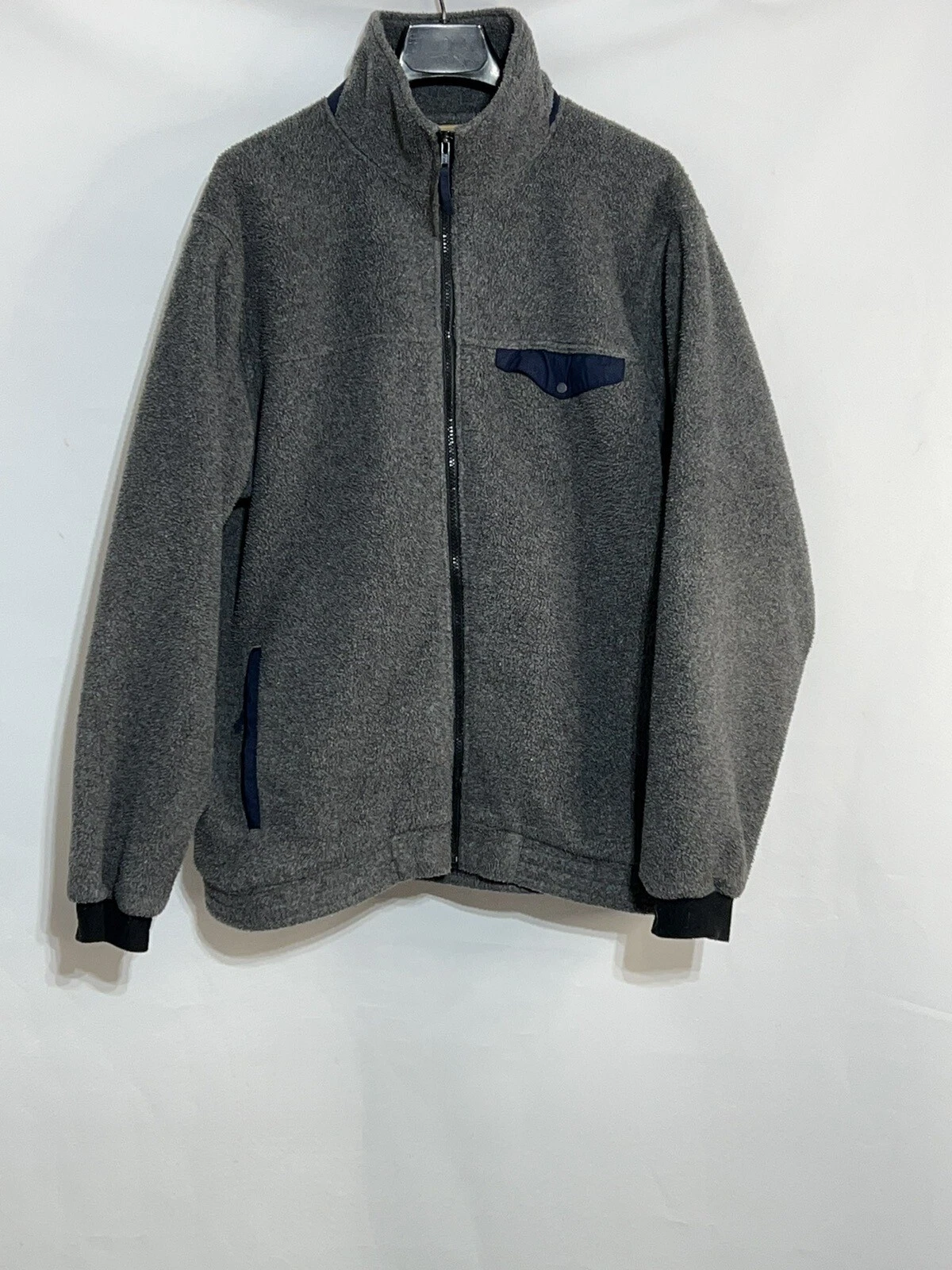 Vintage LL Bean Fleece Full Zip Jacket Mens Size Extra Large XL Gray