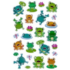 Happy Frogs Foil Puffy Stickers Planner Scrapbook DIY Crafts Spring Teacher 