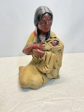 Vintage Native American Indian Women and Baby. Byron Molds 1979 ((10.5" x 9"))