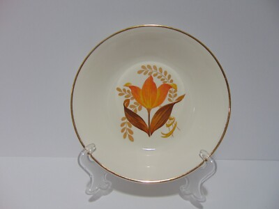 Bakerite Oven-Tested Orange Tulip 22 K Gold Soup Cereal Bowl (G)
