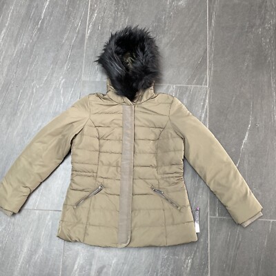 J by Jasper Conran ''Glam'' kurzer wattierter Mantel in Khaki & Schwarz Größe 12 UVP 99 £
