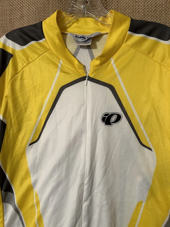 Camisa de ciclismo Pearl Izumi Jersey L amarilla cremallera negra gris bolsillos traseros grande para hombre Foto 3 de 4