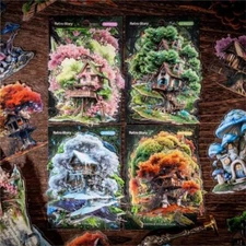 Forest Tree House PET Stickers Journals Diary Card Collage Decorative DIY Crafts