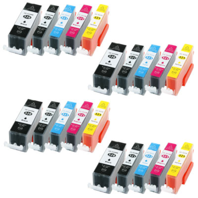 20 Druckerpatronen XL für Canon MP550 PGI-520 CLI-521 mit Chip und Videolink