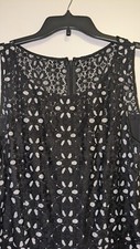 Nine West Dress Black Lace Over White Fit And Flare NWT