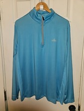Habit Men's Solar Factor UPF 40 1/4 Zip Hooded Pullover Shirt Blue Size L