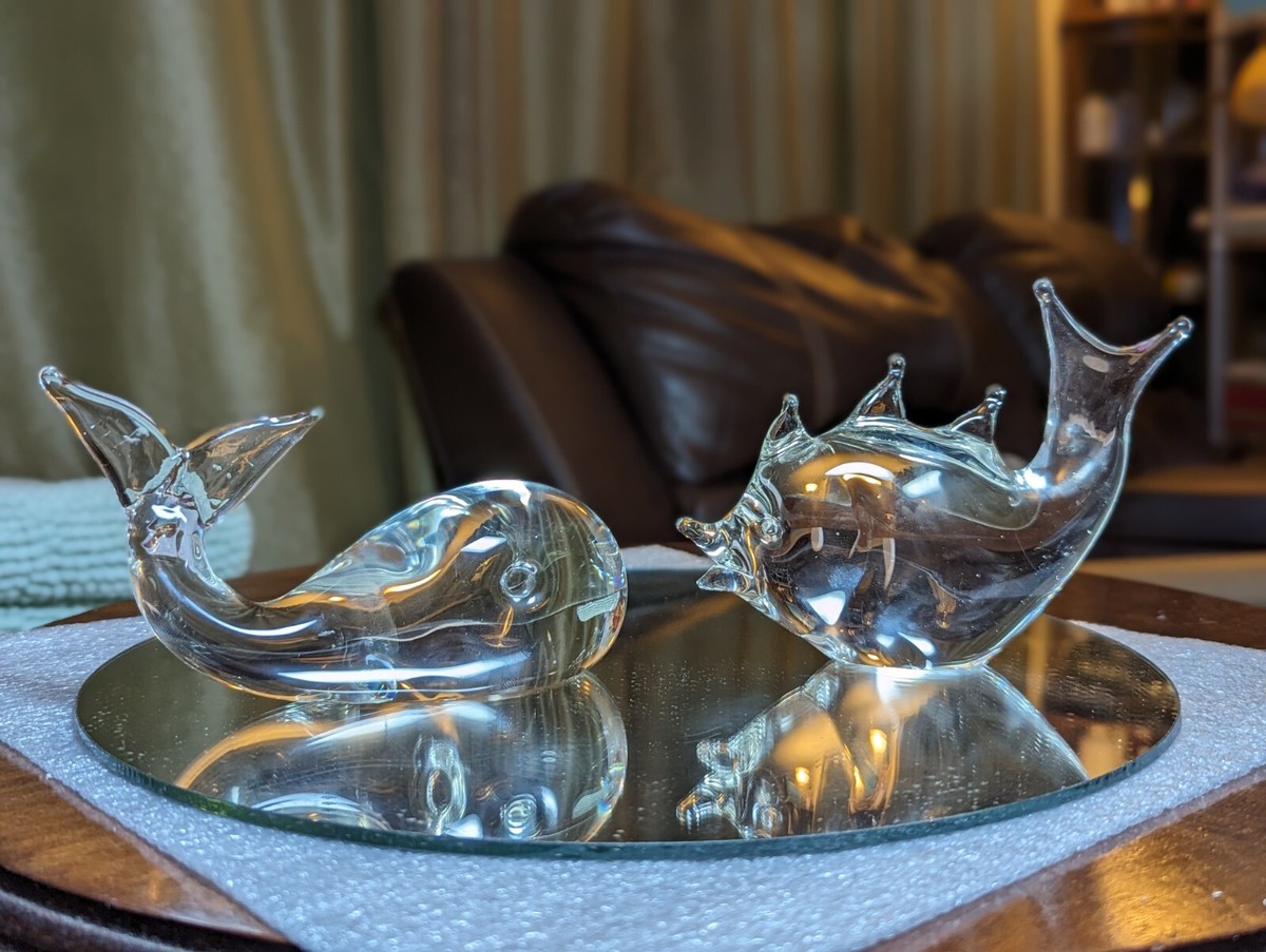 V.Nason&C MURANO ITALY ガラスアート　エンゼルフィッシュ Vtg Lot 2 V. Nason & C Murano Italy Clear Fish and Whale Figural