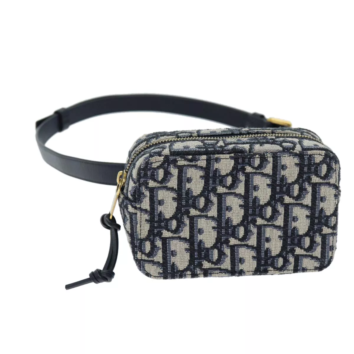 Sac Christian Dior Trotter toile taille bleu marine authentique 73251A