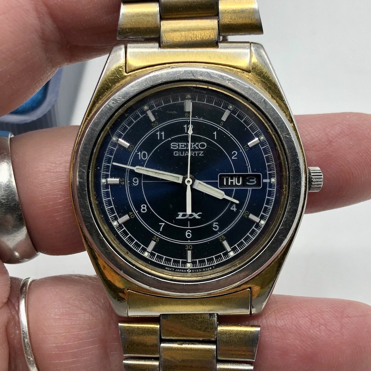 Seiko Mens DX Quartz Day Date Stainless Gold Tone Watch Seiko Mens DX Quartz Day Date Stainless Gold Tone Watch