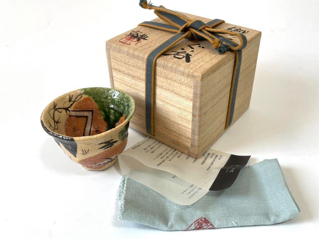 Ceramic Artist Katsunori Sawa Oribe Sake Cup Yashichidabox