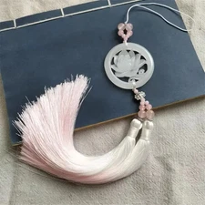 Tassel Handmade White Jade Jade Pendant Key Tassels Fringe Antiquity Keychain