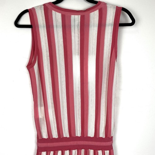 Love Moschino Pink Red White Stripe Mesh Drawstring Midi Flowy Shirt Dress Sz 6 - Picture 10 of 12