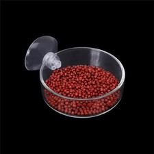 Aquarium Glass Feeder Shrimp Feeding Dish Round Clear Fish Tank Food Tray Con...