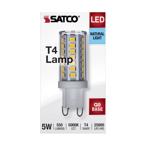 Satco S11239 S29549 Dimmable LED 5W =40W 120V Double Loop G9 T4 Clear 5000K - Picture 4 of 9