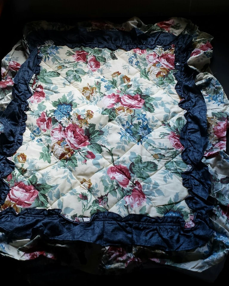Nuevo con etiquetas Lote de Dos Fundas Estándar 20"X26" Ledbury Floral Azul Crema Ribete The Paragon Foto 4 de 4